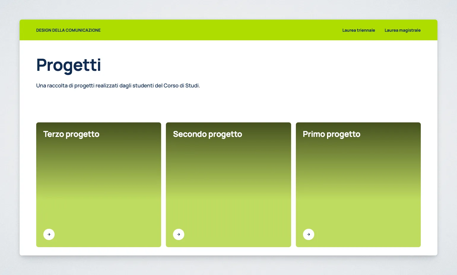 Frontend view of the projects archive page.